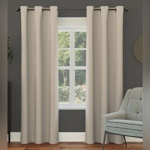 Sun Zero Saxon Energy Saving Blackout Grommet Curtain Panel; 2 Single Pa…
